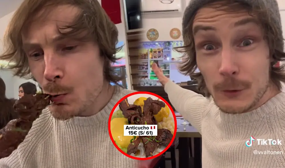 Finlandés tuvo una curiosa reacción al probar anticucho en Francia. Foto: composición LR/TikTok/Ville Valtonen