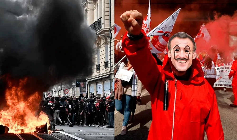 Noveno día de protestas en Francia. Foto: composición LR/AFP/Infobae