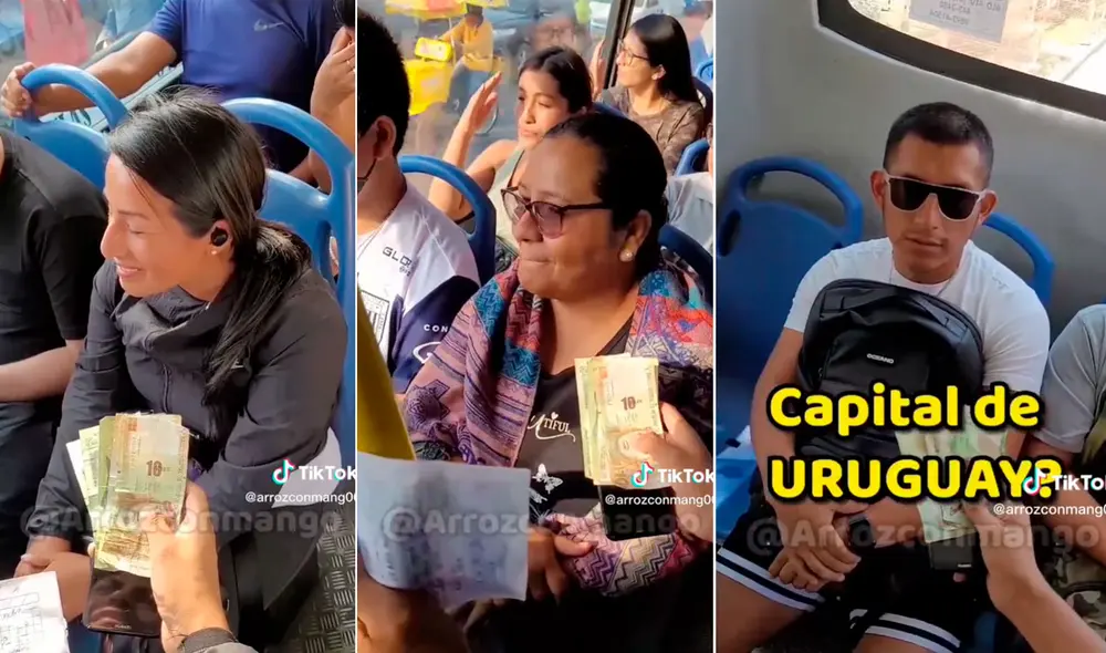 Miles quedaron sorprendidos al escuchar las respuestas de los pasajeros del bus. Foto: composición LR/TikTok Miles quedaron sorprendidos al escuchar las respuestas de los pasajeros del bus. Foto: composición LR/TikTok