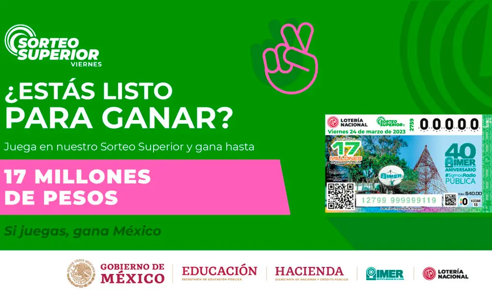 Con el Sorteo Superior de HOY, 17 de marzo, puedes ganar 17 millones de pesos. Foto: Lotería Nacional Con el Sorteo Superior de HOY, 17 de marzo, puedes ganar 17 millones de pesos. Foto: Lotería Nacional