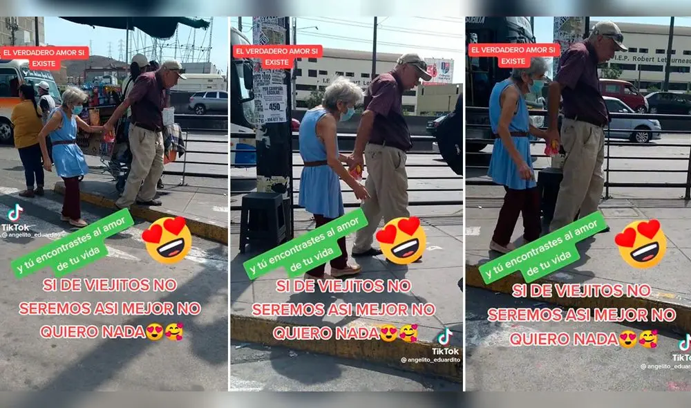 Pareja de ancianitos camina de la mano por la calle y causa ternura.- Foto: Captura de TikTok Pareja de ancianitos camina de la mano por la calle y causa ternura.- Foto: Captura de TikTok