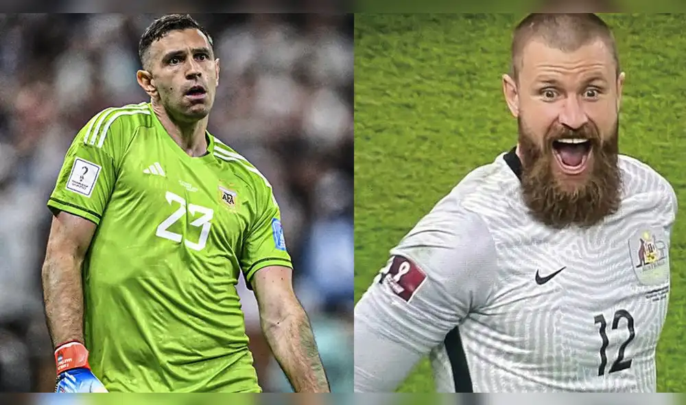 El 'Dibu' Martínez y Andrew Redmayne se hicieron conocidos por sus peculiares formas de distraer al rival durante una tanda de penales. Foto: composición/AFP/EFE