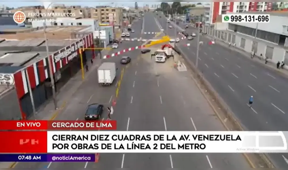 Cierran la avenida Venezuela por obras de la Línea 2 del Metro de Lima. Foto: captura de América TV - Video: América TV