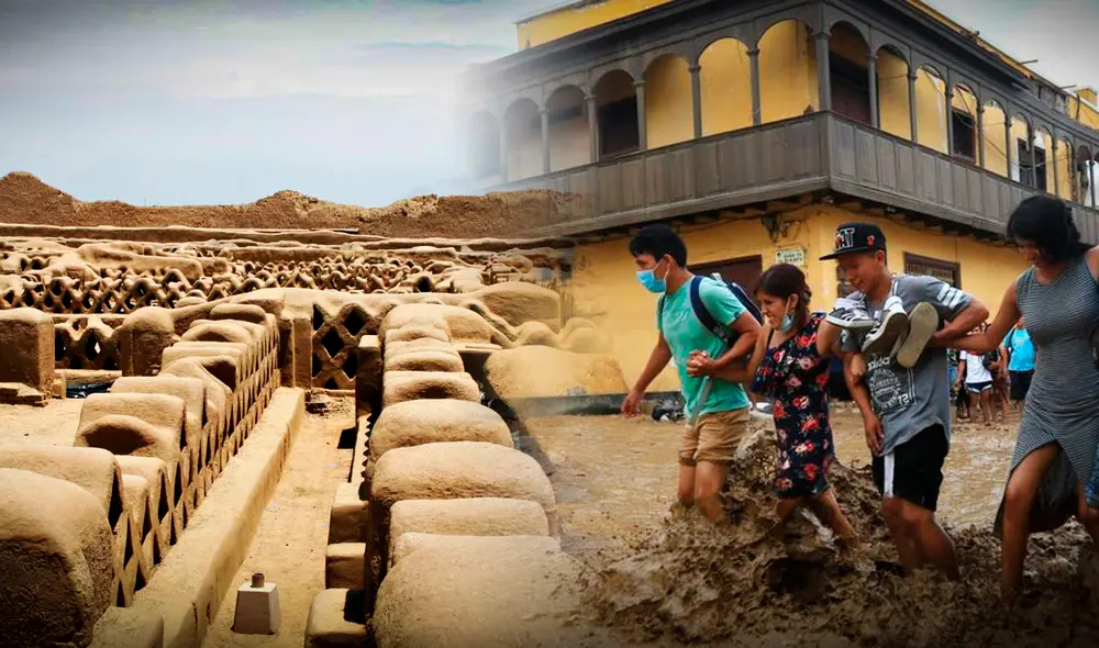 Chan Chan y Trujillo son dos ciudades muy cercanas, pero diferentes en cuanto a cómo se ven afectadas por las inundaciones. Foto: composición La República/ iStock/AFP