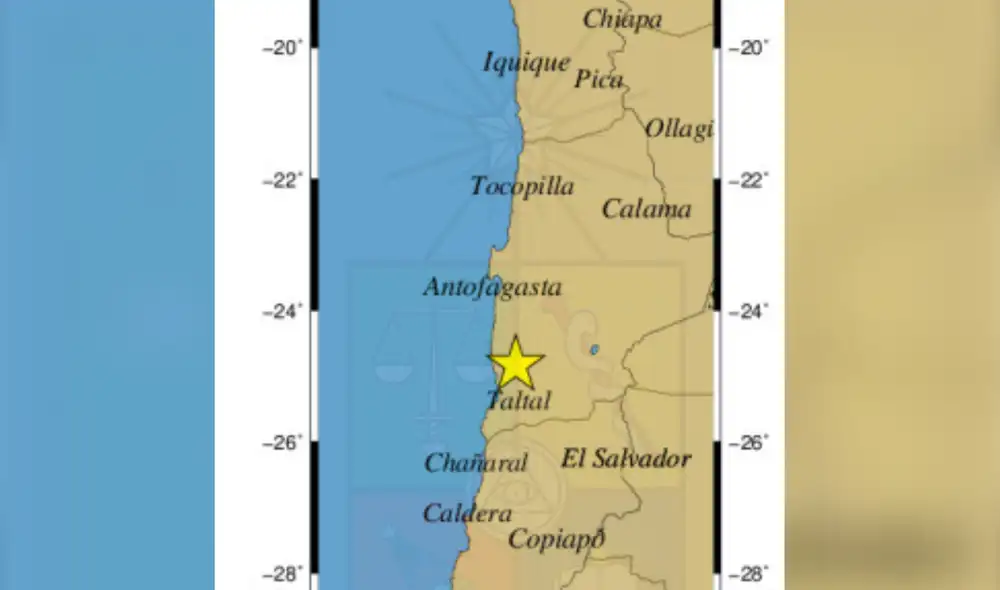Sismo de 5.7 de magnitud se registró en Taltal. Foto: CSN Chile/composiciónLR