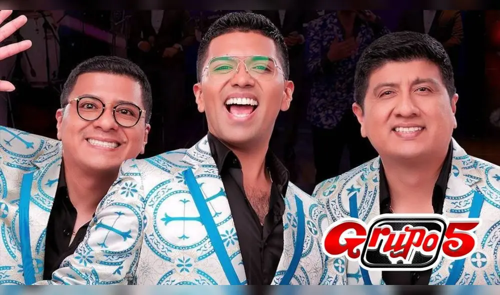 Grupo 5. Gran despliegue de fuegos artificiales iluminaron lo más alto del estadio San Marcos en el tercer y último performance de la agrupación chiclayana. Foto: Composición El Popular