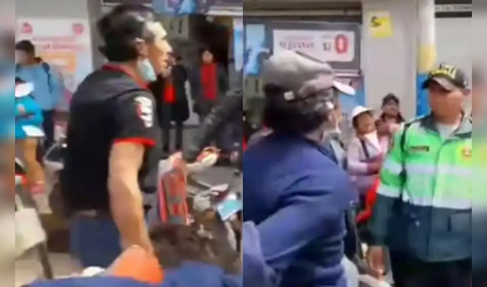 Ciudadano evitó ser intervenido refugiándose en una tienda. Foto: composición de Luis Fernando/ captura Puno Noticias