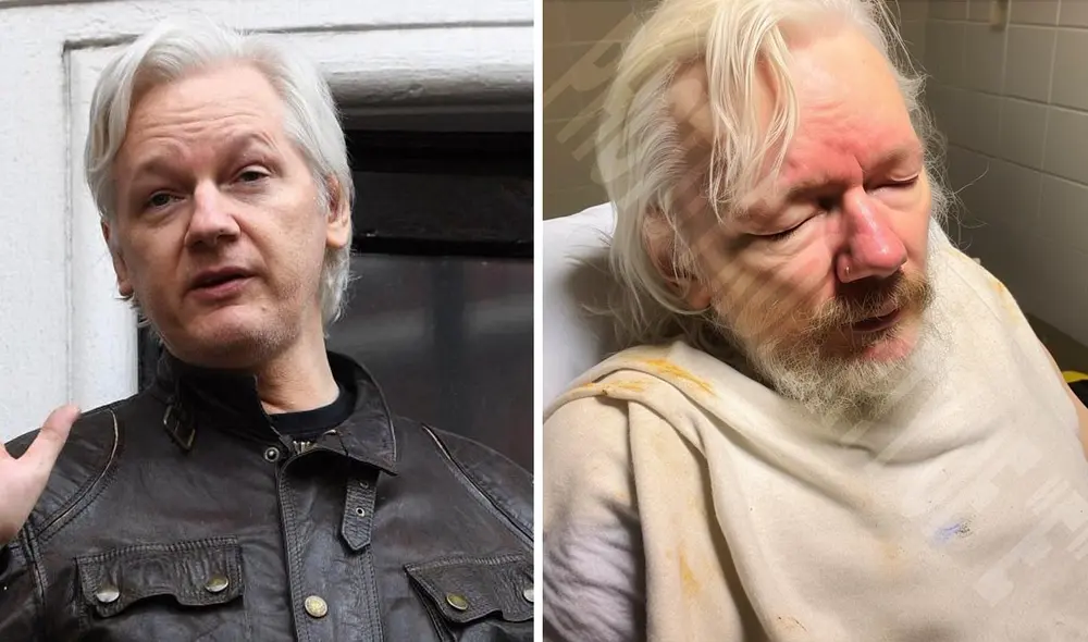 La supuesta imagen de Assange en prisión fue creada con inteligencia artificial. Foto: composición LR/AFP/@TheErrantFriend/Twitter La supuesta imagen de Assange en prisión fue creada con inteligencia artificial. Foto: composición LR/AFP/@TheErrantFriend/Twitter