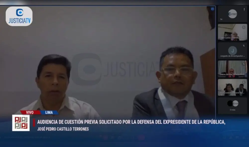 Pedro Castillo señaló que es la primera vez en la historia del Perú que se detiene a un presidente en funciones sin antejuicio político. Foto: captura de Justicia TV Pedro Castillo señaló que es la primera vez en la historia del Perú que se detiene a un presidente en funciones sin antejuicio político. Foto: captura de Justicia TV
