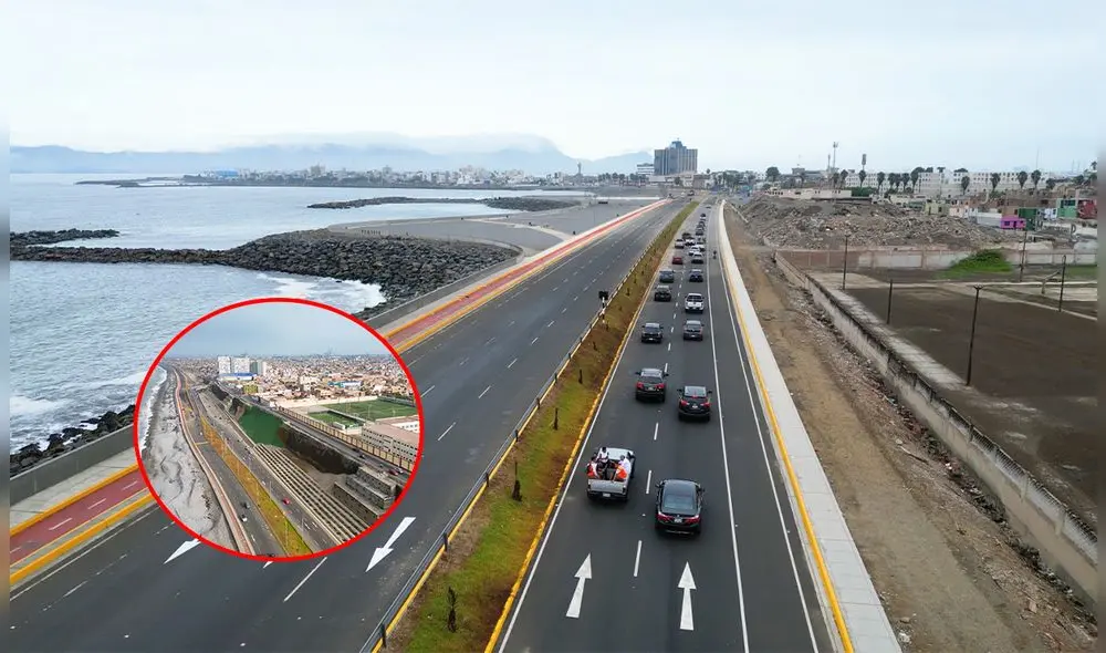 El segundo tramo de la Costa Verde del Callao abarca desde la av. Santa Rosa hasta la av. Miguel Grau, Chucuito, en el límite del distrito de La Punta. Foto: composición LR/GORE Callao