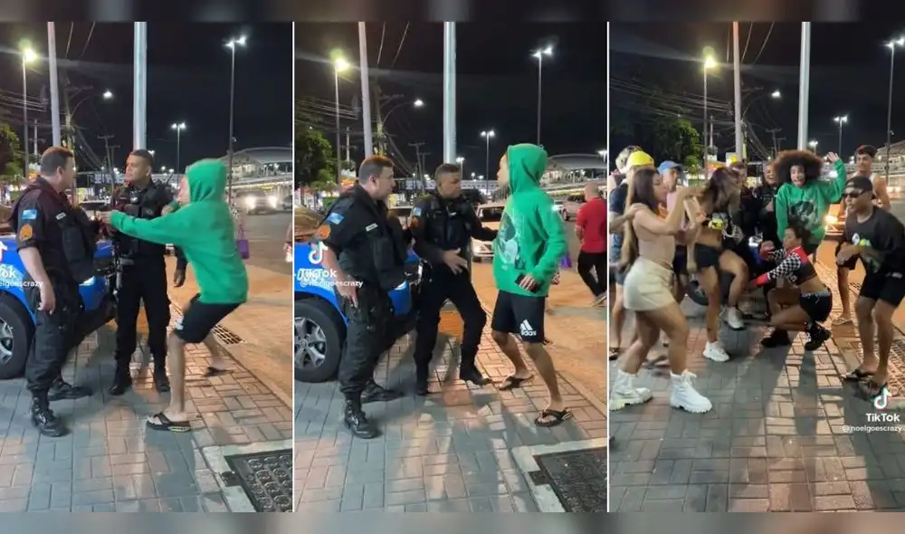 Tiktoker le juega una broma a agentes del orden y se vuelve viral. Foto: composición LR/captura de TikTok