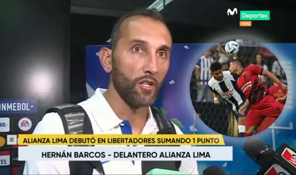Hernán Barcos llegó a Alianza Lima a inicios de 2021. Foto: composición LR/captura Movistar Deportes Hernán Barcos llegó a Alianza Lima a inicios de 2021. Foto: composición LR/captura Movistar Deportes
