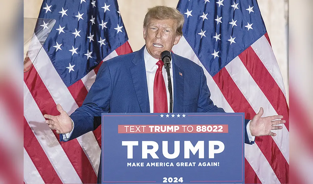 Florida. “Mi único delito es defender a mi país”, dijo Trump. Foto: EFE