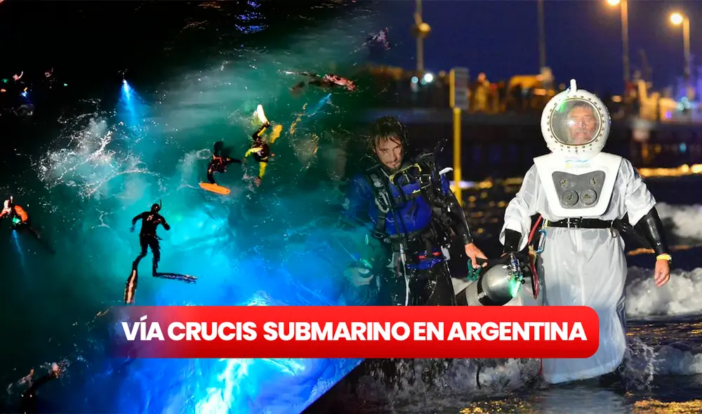 ¿Un Via Crucis submarino? Conoce cómo fue el tradicional recorrido por Semana Santa que se realiza cada Viernes Santo en una localidad de Argentina. Foto: composición LR/El Tiempo/Infobae