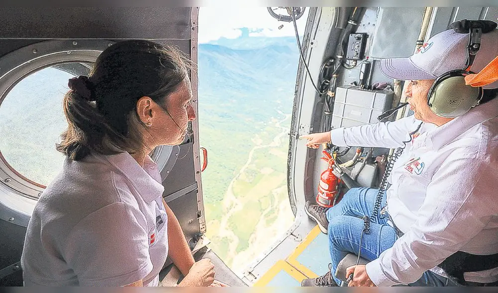 Sobrevuelo. La presidenta analizó los daños desde arriba. Foto: difusión Sobrevuelo. La presidenta analizó los daños desde arriba. Foto: difusión