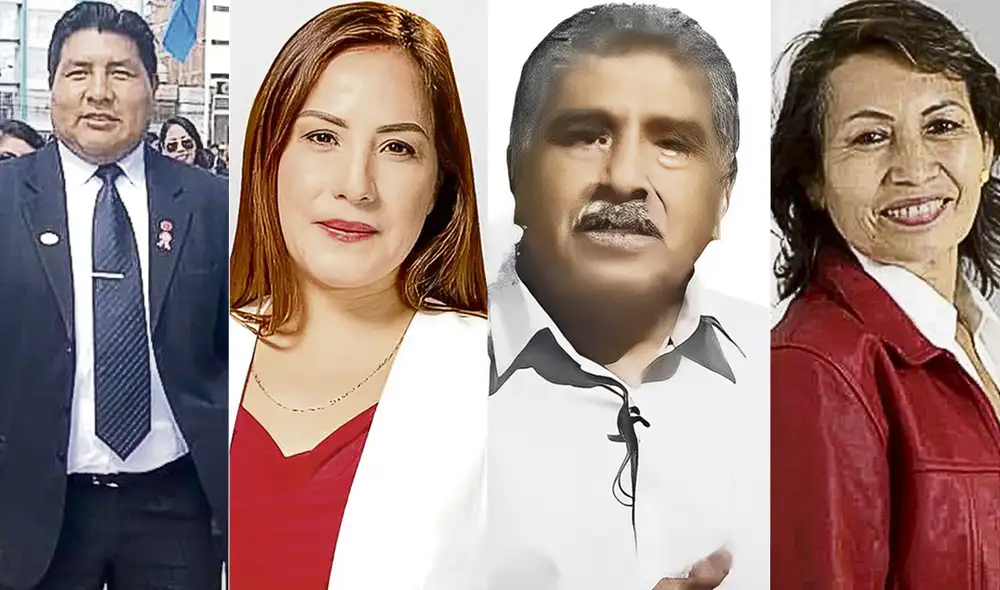 Los accesitarios en caso proceda la suspensión. Elmer Quispe (Puno), Bessie Aida Bermúdez (Ucayali), Roberto Montoya (Ica) y Regina Armas (Áncash). Foto: composición La República