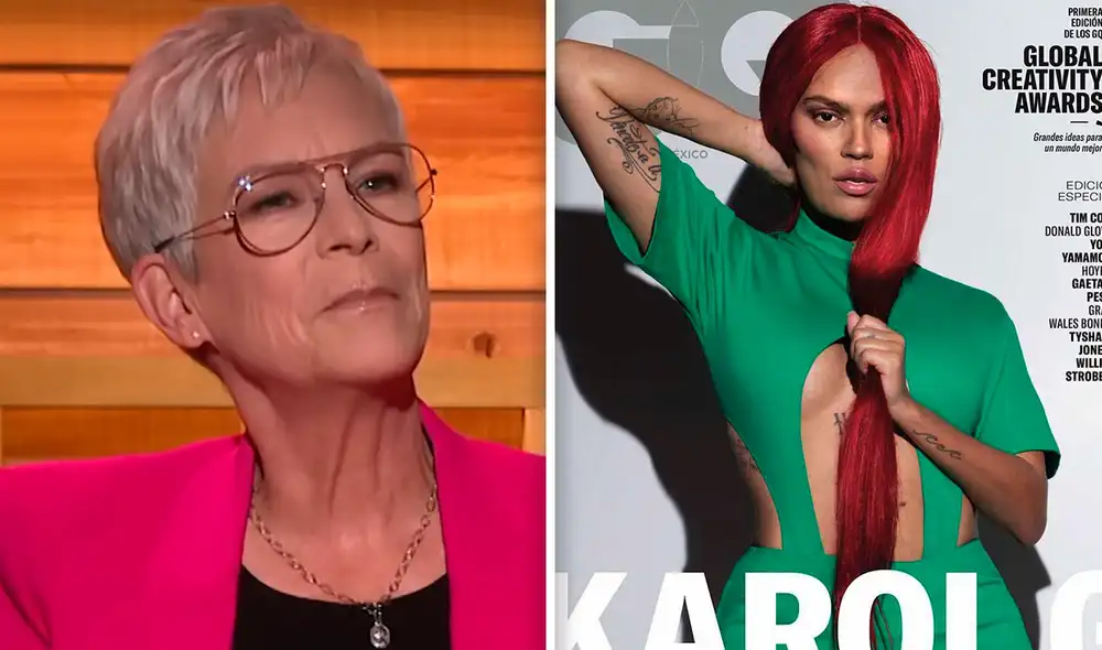 Actriz de "Todo en todas partes al mismo tiempo" se molesta por exceso de revista en fotos de Karol G. Foto: composición LR/captura de GQ/difusión