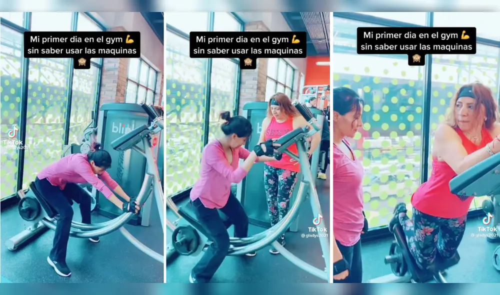 Mujer no sabe usar máquinas del gym y saca más de una risa a internautas. Foto: composición LR/ captura TikTok Mujer no sabe usar máquinas del gym y saca más de una risa a internautas. Foto: composición LR/ captura TikTok