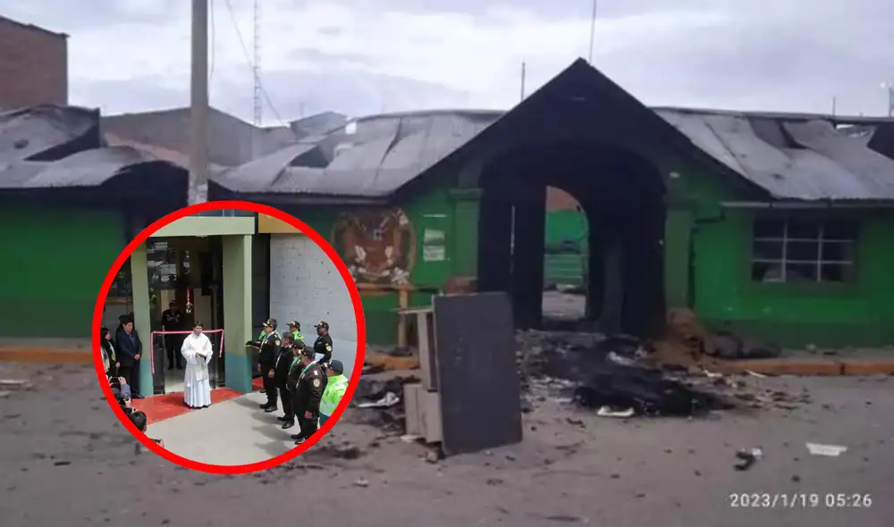 El alcalde de Carabaya estuvo presente en la ceremonia de apertura de la nueva comisaría de Macusani. Foto: composición LR / Pachamama Radio / Facebook / PNP