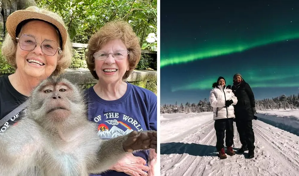 Sandy Hazelip y Ellie Hamby consiguieron visitar 7 continentes en 80 días. Foto: composición LR /Around the World at 80/Facebook