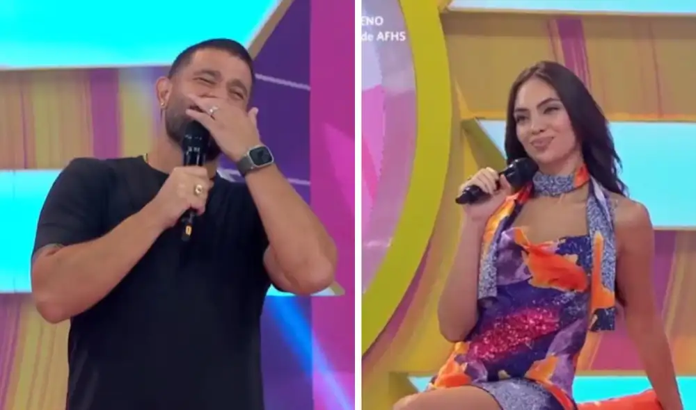 Yaco Eskenazi se ríe ante error de Natalie Vértiz en programa en vivo. Foto: composición LR/ Capturas de América TV - Video: América TV