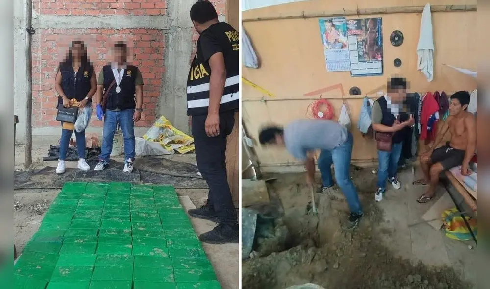 Los agentes de la Dirandro- Divinesp lograron la incautación de 412 paquetes de alcaloide de cocaína. Foto: PNP Los agentes de la Dirandro- Divinesp lograron la incautación de 412 paquetes de alcaloide de cocaína. Foto: PNP