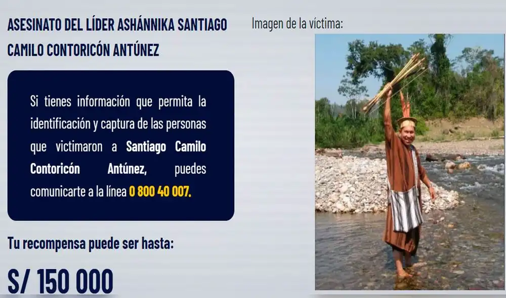 Comuneros exigen justicia para la muerte de Santiago Camilo Contoricón Antúnez.  Foto: Mininter
