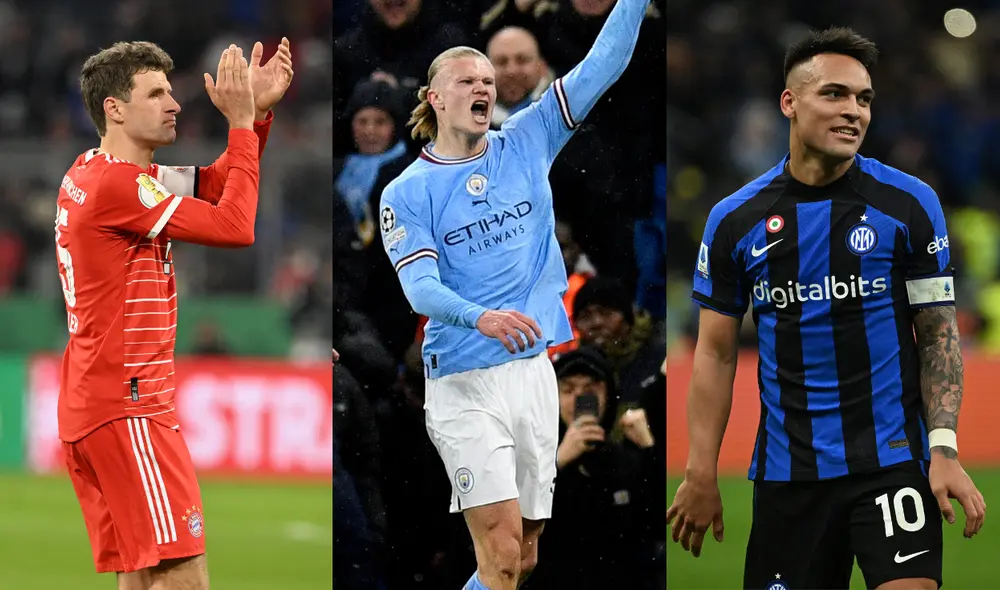 Müller, Haaland y Lautaro intentarán ser protagonistas del día en Champions League. Foto: composición LR/AFP Müller, Haaland y Lautaro intentarán ser protagonistas del día en Champions League. Foto: composición LR/AFP