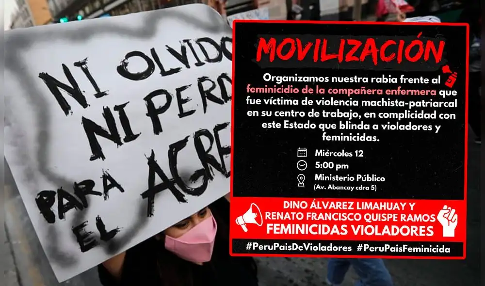 Marcha contra violación grupal y feminicidio de enfermera en Puno. Foto. composición LR/Archivo-LR