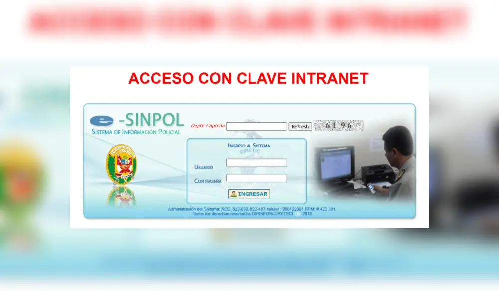 Acceso a la aplicación ESINPOL de la PNP. Foto: PNP