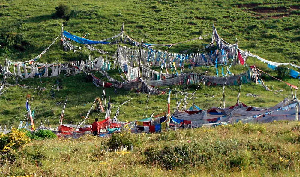 Uno de los lugares donde se realizan los entierros celestiales es en Xiahe, ubicado actualmente en la provincia de Gansu, en China. Foto: AFP Uno de los lugares donde se realizan los entierros celestiales es en Xiahe, ubicado actualmente en la provincia de Gansu, en China. Foto: AFP