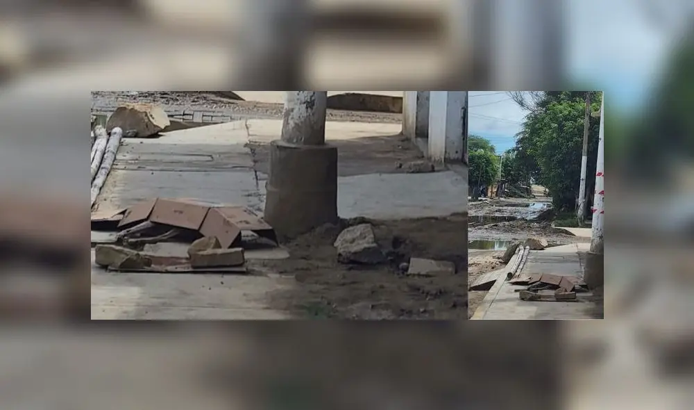 Los vecinos advirtieron del peligro del poste en Catacaos. Foto: Catacaos Al Día Los vecinos advirtieron del peligro del poste en Catacaos. Foto: Catacaos Al Día