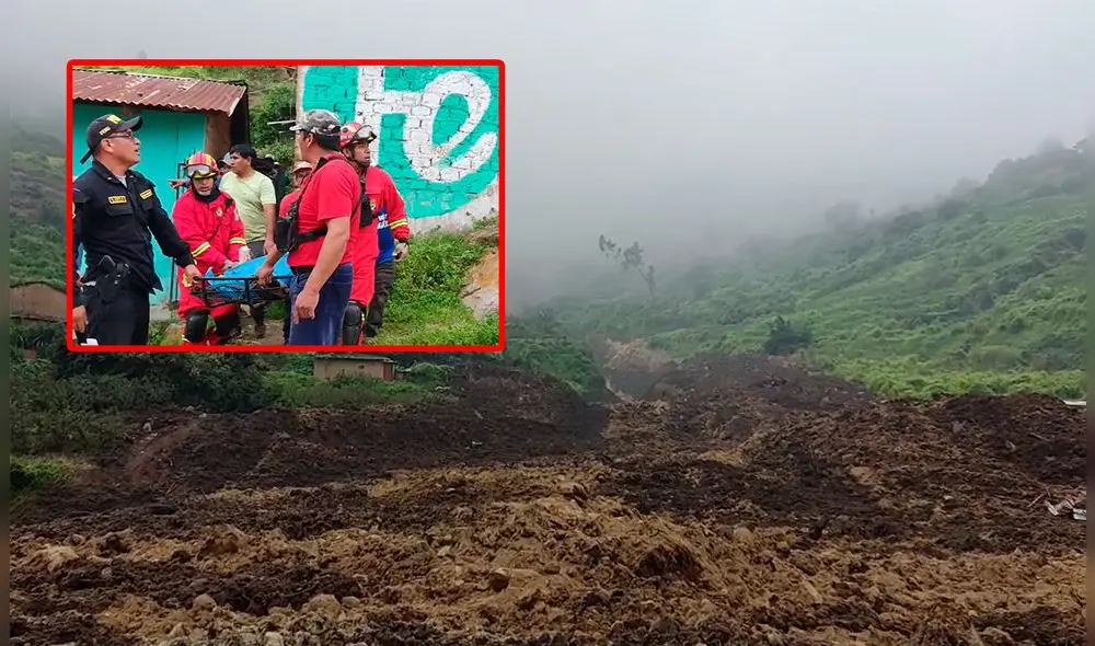 Terrenos cedieron ante las constantes lluvias y activación de la quebrada La Perla. Foto: composición LR/HITV Noticias Terrenos cedieron ante las constantes lluvias y activación de la quebrada La Perla. Foto: composición LR/HITV Noticias