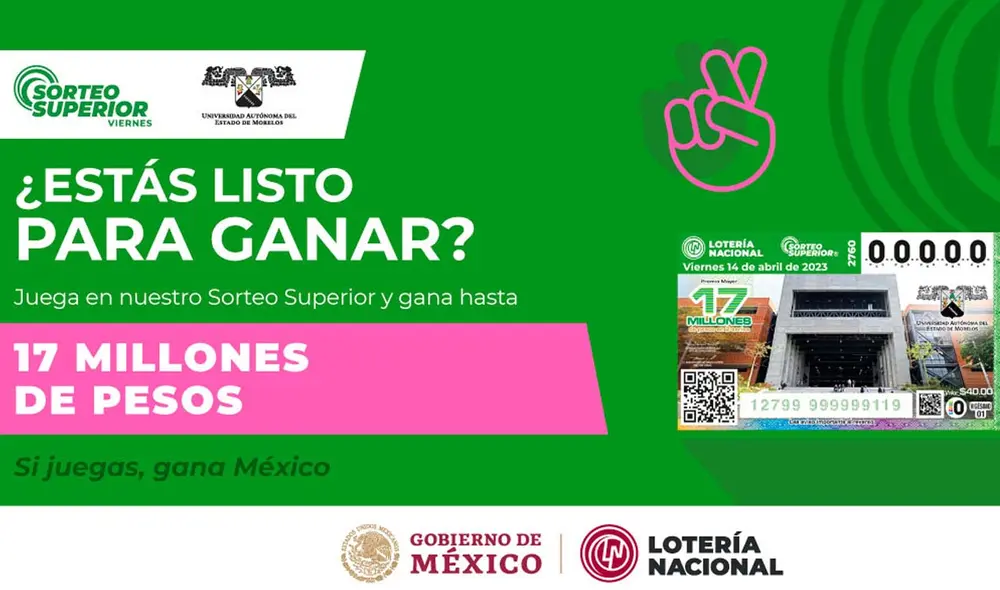 Con el Sorteo Superior de HOY, 14 de abril, puedes ganar 17 millones de pesos. Foto: Lotería Nacional Con el Sorteo Superior de HOY, 14 de abril, puedes ganar 17 millones de pesos. Foto: Lotería Nacional
