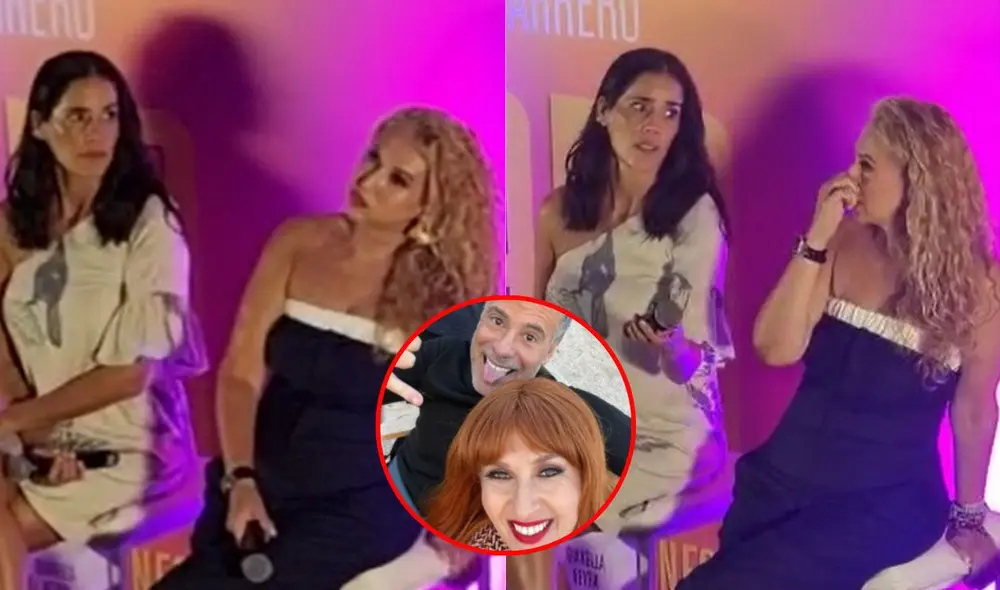 Katia Condos no pudo responder preguntar sobre Diego Bertie en conferencia de prensa. Foto: composición LR/Paolo Zegarra/URPI-LR/Instagram/Katia Condos - Video: Paolo Zegarra/URPI-LR