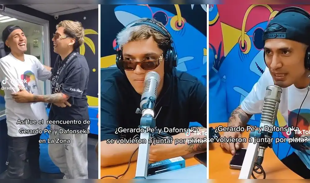 Los jóvenes influencers se presentaron en un programa de Radio La Zona para comentar sobre su reciente aparición viral. Foto: composición LR/capturas de TikTok/@RadioLaZona