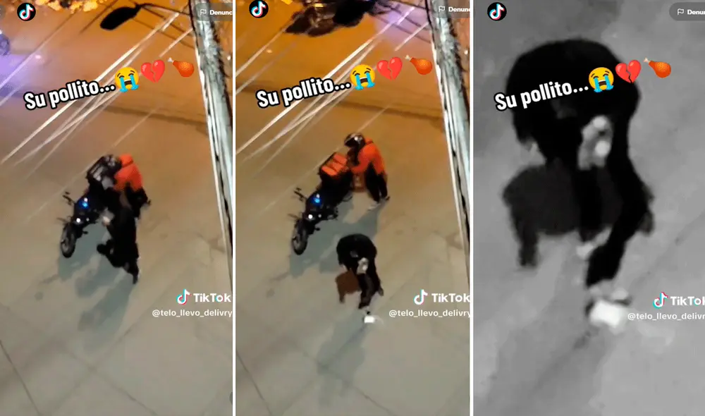 Usuarios lamentaron que el hombre haya perdido su pollo en solo segundos. Foto: composición LR/captura de TikTok/@Telo_llevo_delivery