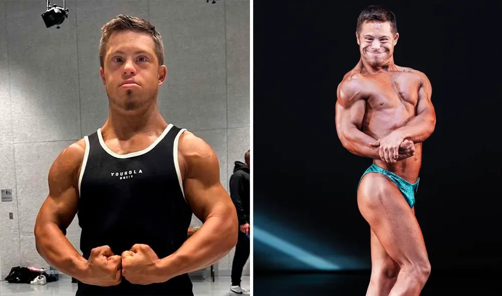 Kyle Landi es el primer fisicoculturista con síndrome de Down y llamó la atención de un famoso. Foto: composición LR/Instagram/greenrangerkyle