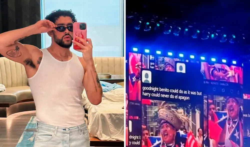 Bad Bunny enfrenta una ola de críticas por parte de los fans de Harry Styles. Foto: Composición LR / Bad Bunny / Instagram /  mikassasby/ Twitter