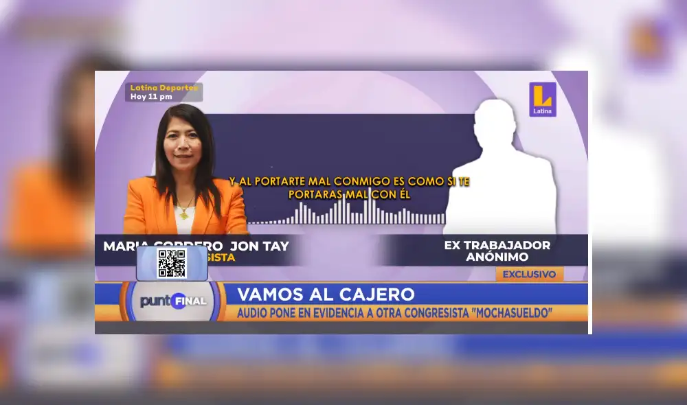 Ministerio Público investiga a la hermana de Luis Cordero Jon Tay por el presunto delito de concusión por aparentes cobros irregulares. Foto: captura de Punto Final Ministerio Público investiga a la hermana de Luis Cordero Jon Tay por el presunto delito de concusión por aparentes cobros irregulares. Foto: captura de Punto Final