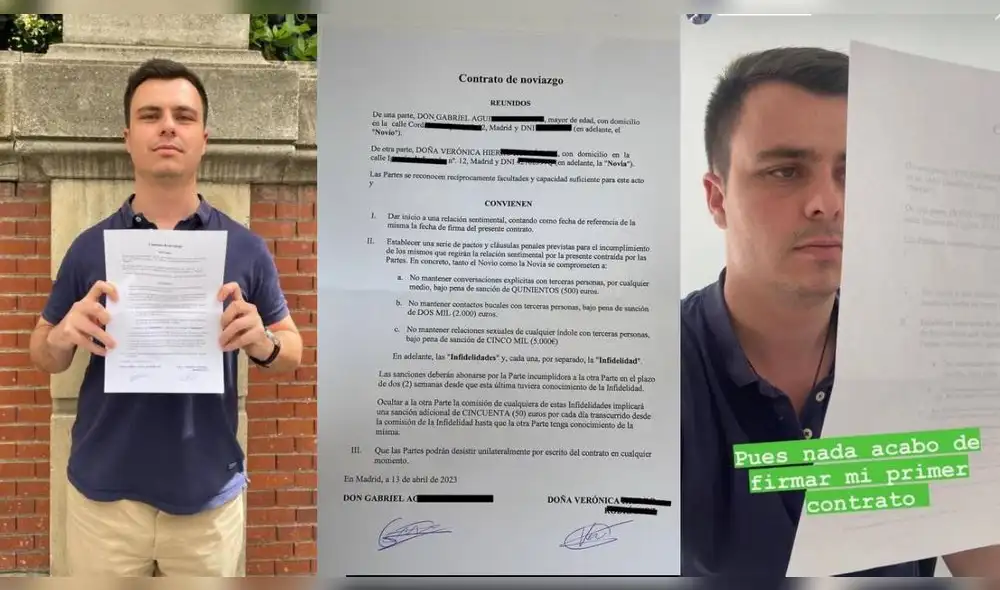 Joven firma contrato con su pareja en el que se estipula el pago de 5.000 euros de multa por infidelidad. Joven firma contrato con su pareja en el que se estipula el pago de 5.000 euros de multa por infidelidad.