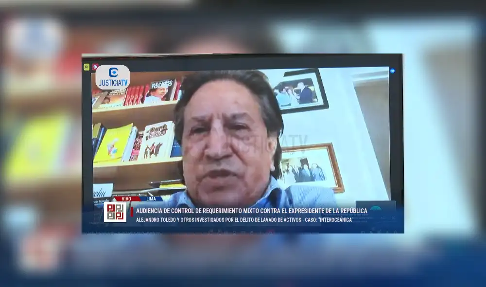 El exmandatario se acreditó ante el juez Richard Concepción. Foto: captura Justicia TV El exmandatario se acreditó ante el juez Richard Concepción. Foto: captura Justicia TV
