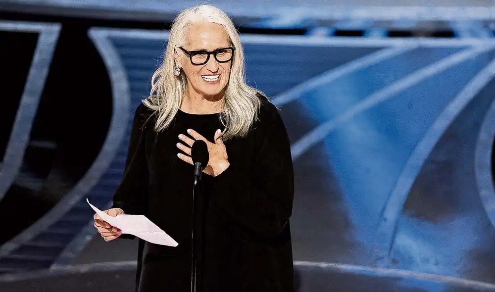 Jane Campion. La cineasta durante su discurso como ganadora en los Óscar 2022 con El poder del perro. Foto: difusión Jane Campion. La cineasta durante su discurso como ganadora en los Óscar 2022 con El poder del perro. Foto: difusión