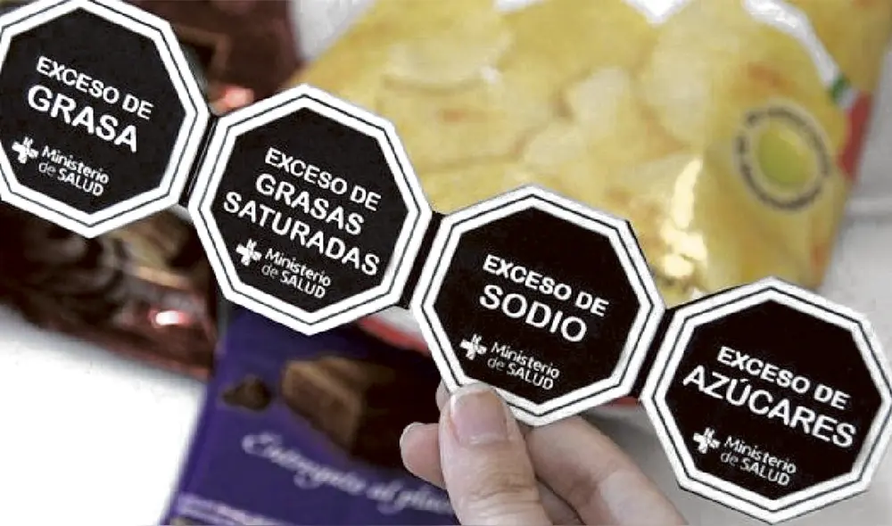 Letra muerta. Octógonos se utilizan en cumplimiento de la Ley de Promoción de la Alimentación Saludable. Foto: difusión