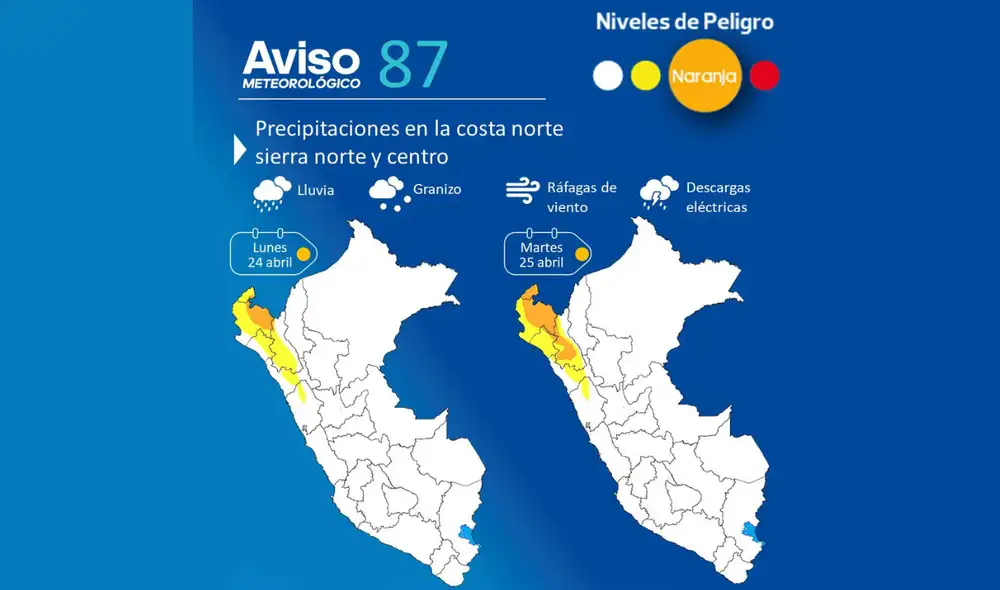 A través de su cuenta de Twitter, Senamhi lanzó advertencia de lluvias. Foto: composición LR/@Senamhiperu/Twitter