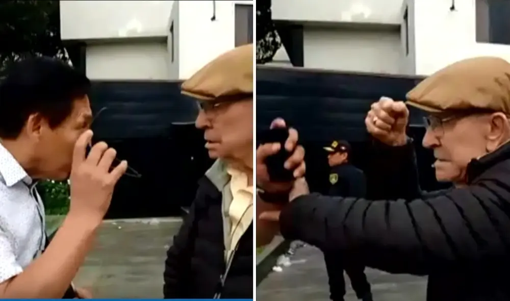 Carlos Almerí y David Waisman tuvieron un brusco intercambio de palabras en su espera a la llegada del expresidente Alejandro Toledo. Foto: composición LR - Video: difusión