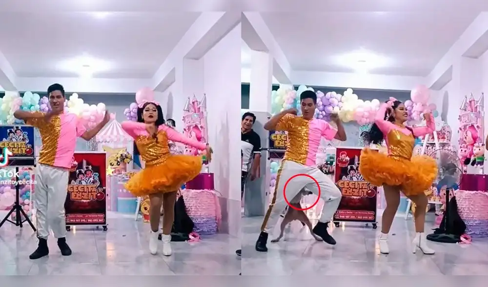 El joven no dejó de bailar pese a que el can le mordió. Foto: composición LR/ captura de TikTok/ @enzitoycecita