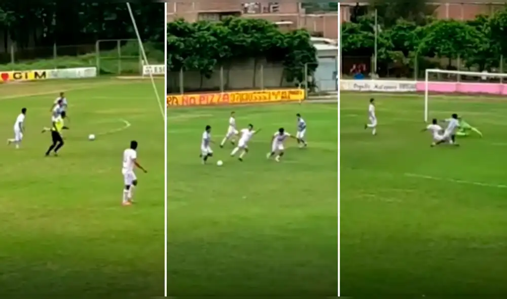 Acción individual ocurrió en el partido entre Sport Alameda y Cachorro. Foto: captura/A Ras de Cancha Motupe
