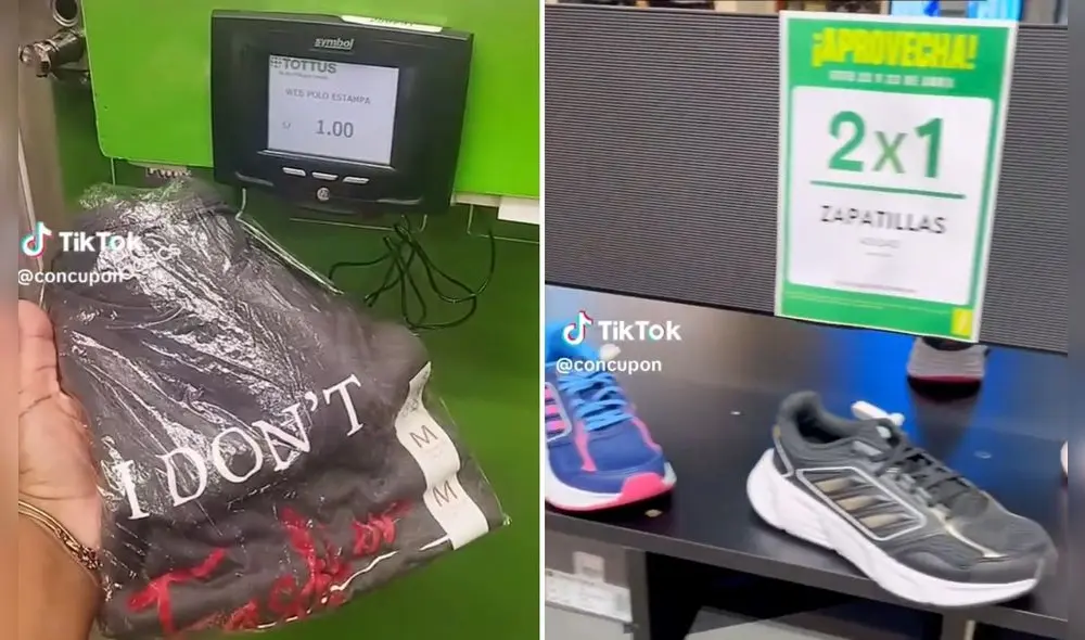 Conoce las principales ofertas de ropa y zapatillas en supermercados a precios de remate. Averigua dónde conseguirlas. Foto: composición LR/TikTok/Concupón