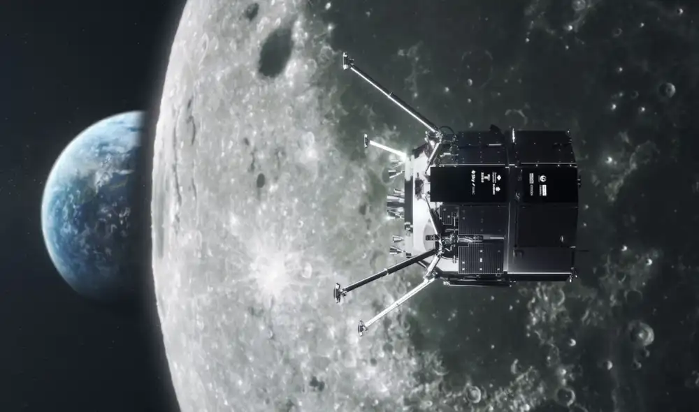 Animación de la sonda japonesa Hakuto-R orbitando la Luna. Foto: SpaceX Animación de la sonda japonesa Hakuto-R orbitando la Luna. Foto: SpaceX